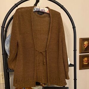 August Silk Brown Tie-Front Cardigan